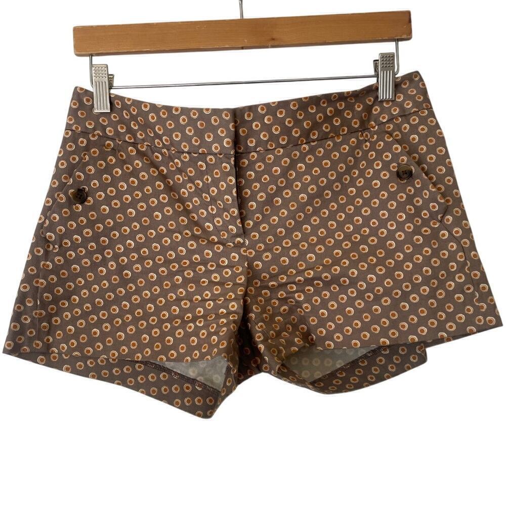 J. Crew Factory Gray and Burnt Orange Polka Dot Cotton Blend Shorts • Size 0 🔴